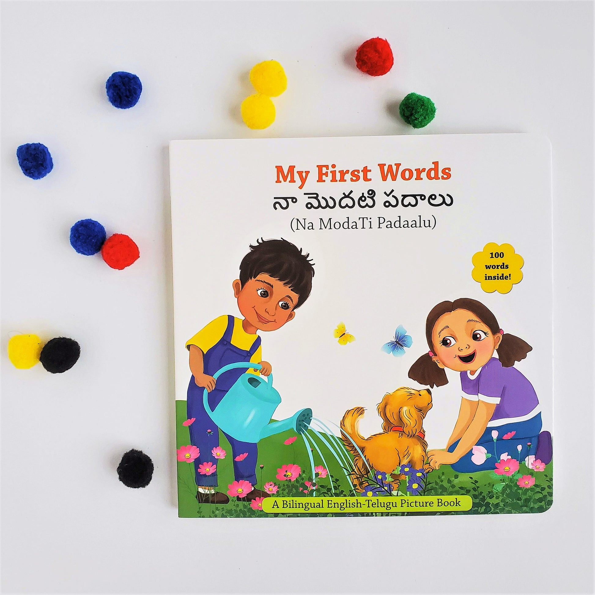 Telugu na modati padaalu / my first words board book, learn 100 everyday words in Telugu and English, perfect gift for babies and young children