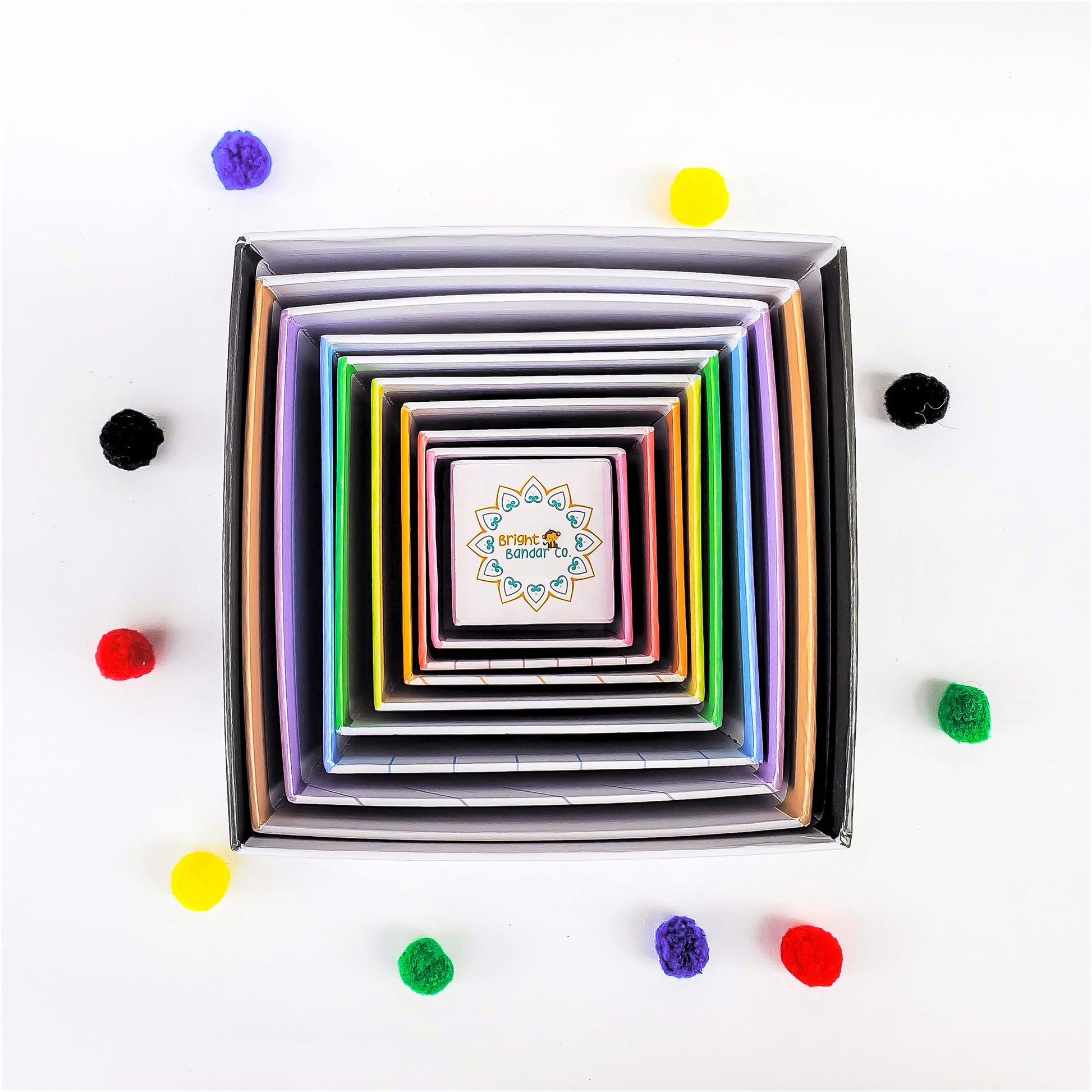 Bilingual blocks -  learn colours, numbers, animals, fruits and counting. Stack them up or nest them. Play based educational toys.